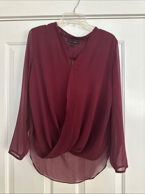 Banana Republic Burgundy Draped Surplice Blouse